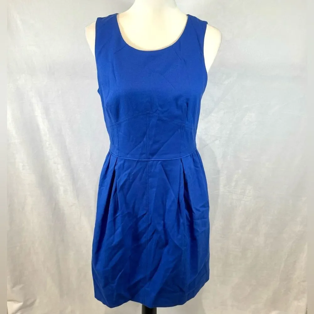 J.Crew cobalt blue wool blend corset waist dress with pockets size 6